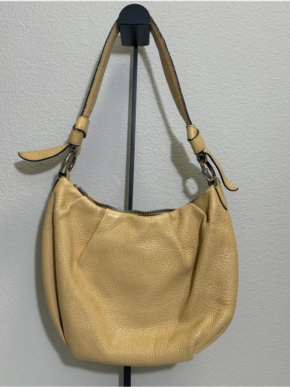Coach Pebbled Leather Hobo Bag in Tan Beige